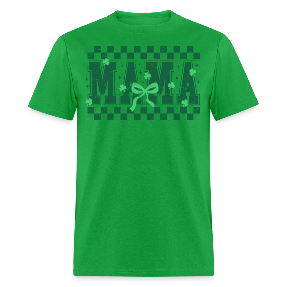 Distressed Lucky Mama Clover St. Patrick's Day Gift Tee - bright green