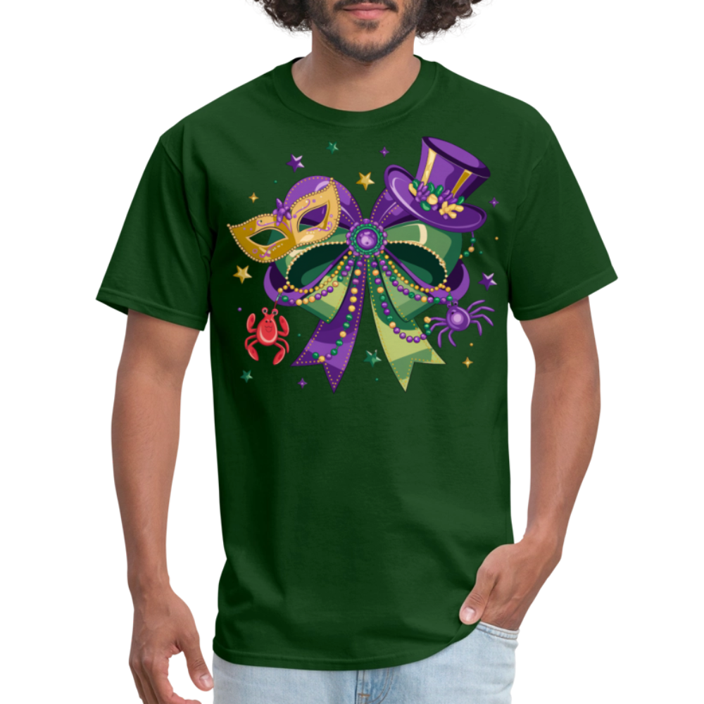 Colorful Masquerade Mask Tee for Fat Tuesday Funny Mardi Gras T-shirt - forest green