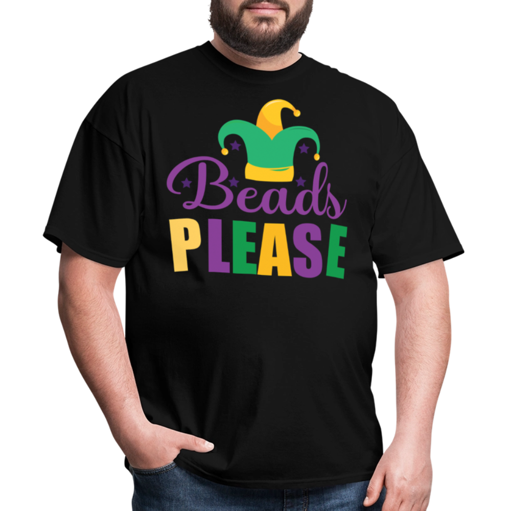 Jester Hat Festival Outfit Funny Mardi Gras Bead Catching T-Shirt - black