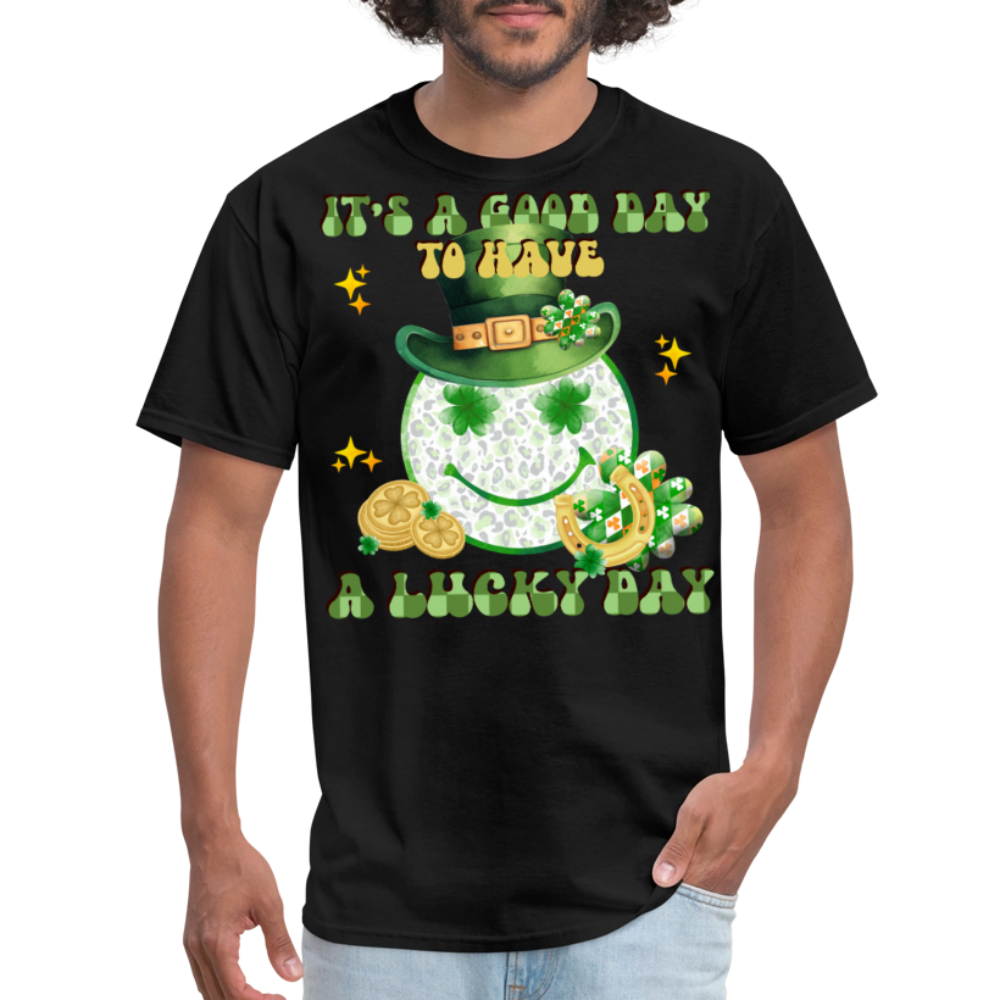 Cute Shamrock Lucky Charm Smiley Face T-shirt - black