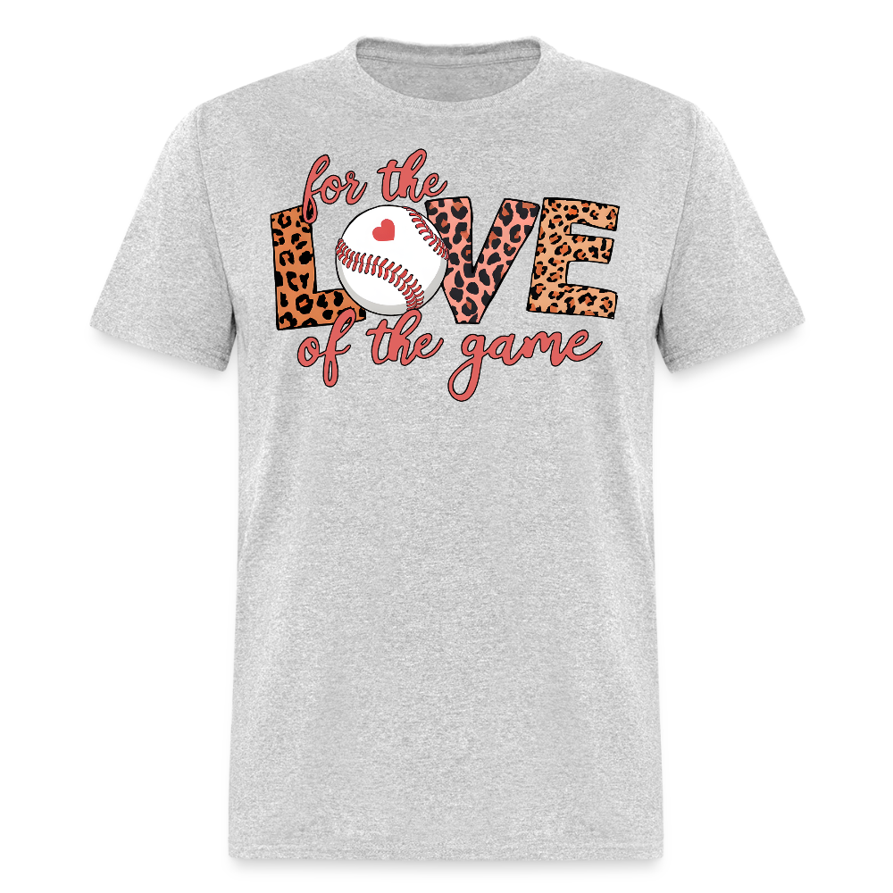 For The Love Of The Game Baseball Leopard Print T-shirt - heather gray
