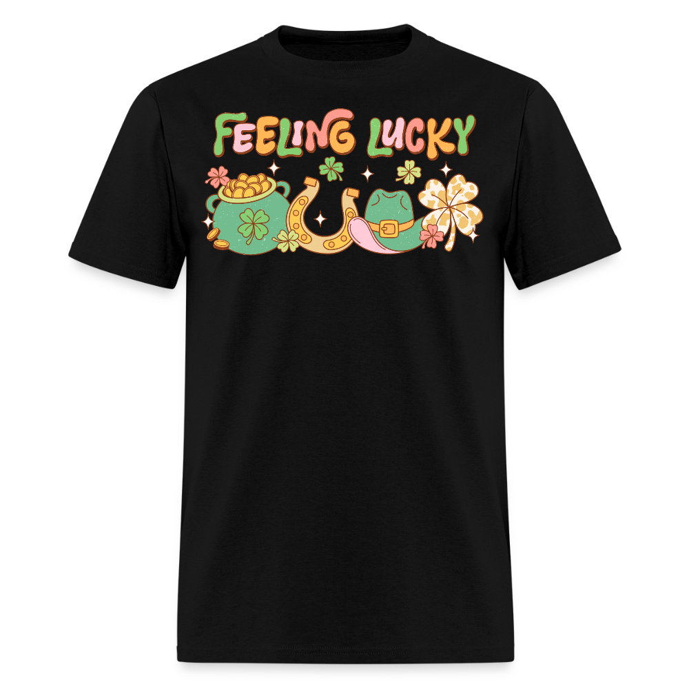 Feeling Lucky Shamrock-themed Party T-shirt - black