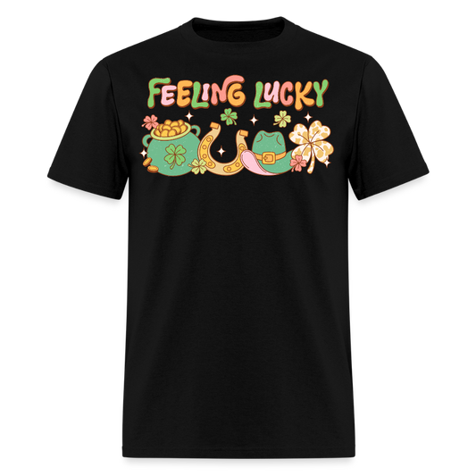 Feeling Lucky Shamrock-themed Party T-shirt - black