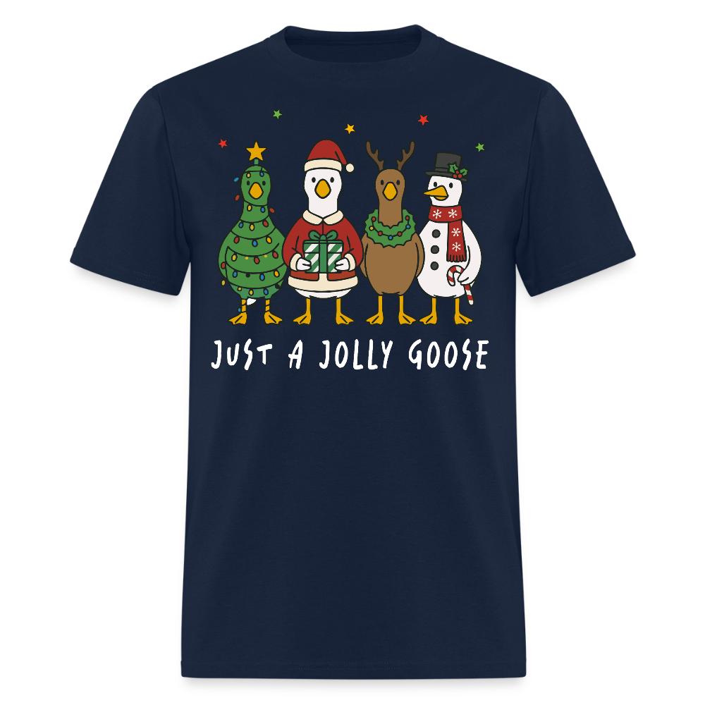 Just A Jolly Goose Christmas T-Shirt - navy