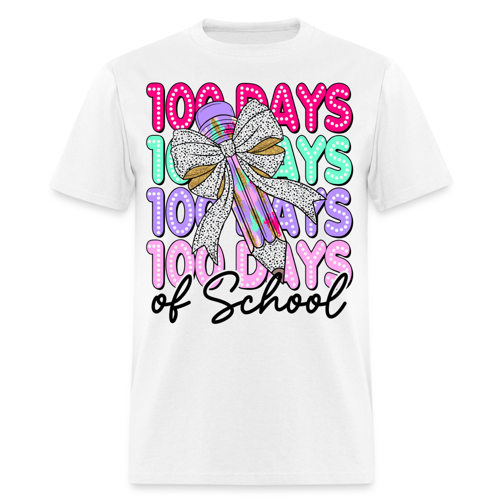 100 Days Of School Teacher Shirt Colorful Pencil Teacher Appreciation T-shirt - white