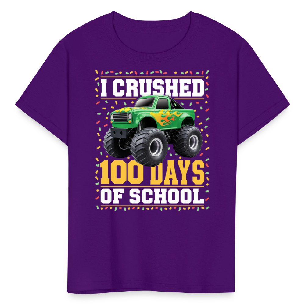 100 Days Of School Monster Truck Tee Kids 100th Day Of School T-shirt - purple