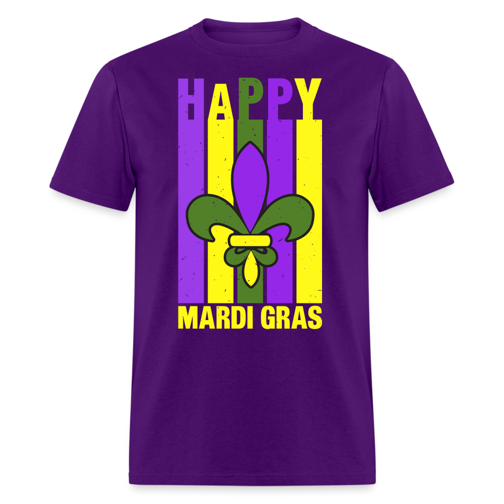 Happy Mardi Gras Graphic Tee Funny and Festive Mardi Gras T-Shirt - purple