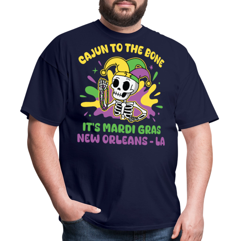 Mardi Gras Skeleton Tee For New Orleans Parade T-Shirt - navy