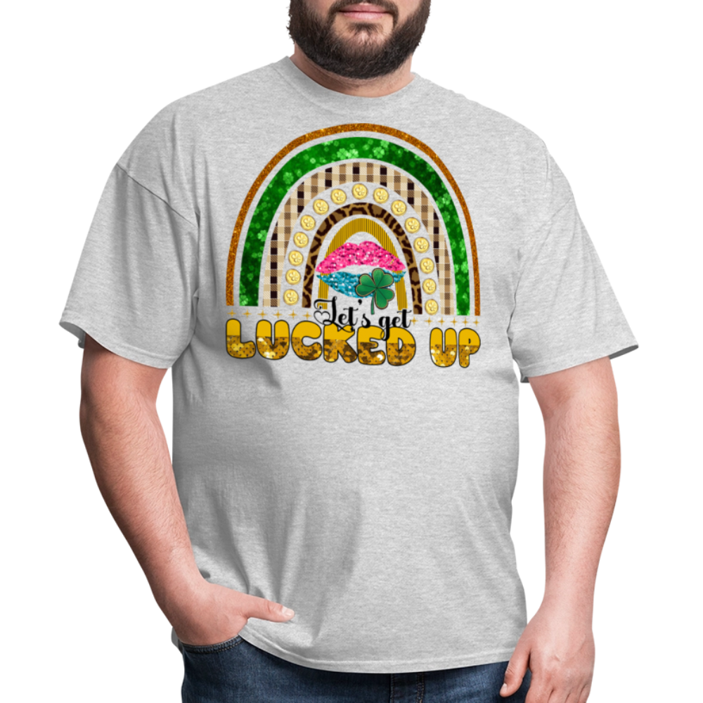 Let's Get Lucked Up Leprechaun Rainbow Lucky T-shirt - heather gray