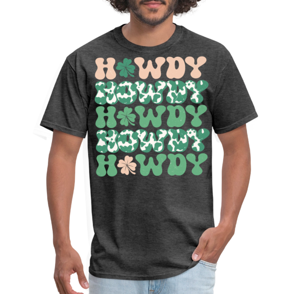 Howdy Western Cowgirl St Patrick's Day T-shirt - heather black