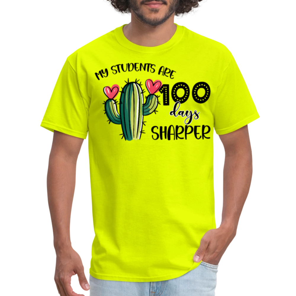 100th Day Of School Outfit For Teachers Cactus Theme 100 Days T-shirt - safety green