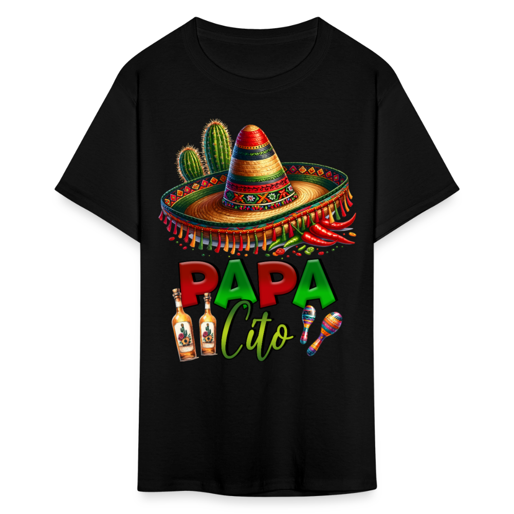 Papacito Sombrero Tequila Tee Mexican Dad Gift Funny T-shirt - black