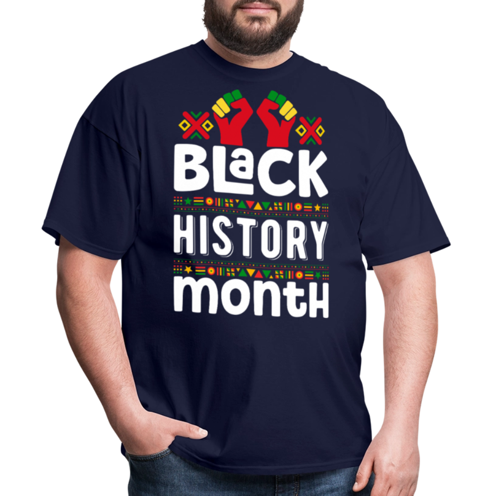 Juneteenth and Black History Celebration Shirt African heritage T-shirt - navy