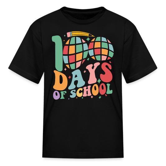 Retro 100 Days Of School Disco Ball Kids T-Shirt - black