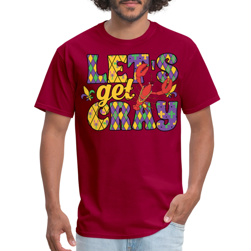 Let’s Get Cray Mardi Gras Crawfish Party T-Shirt - dark red