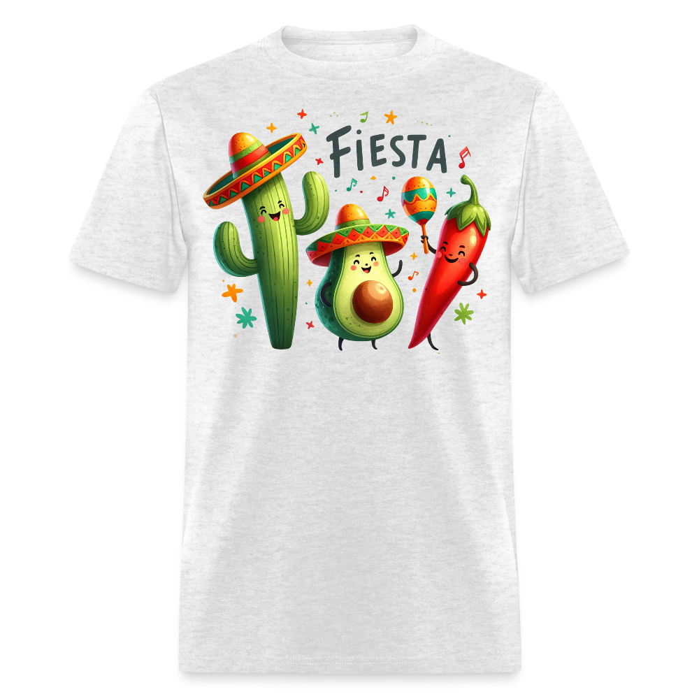 Cinco De Mayo Cartoon Design Tee Cute Avocado And Cactus Fiesta T-shirt - light heather gray