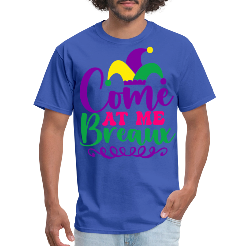 Mardi Gras Jester Hat Tee Come at me Breaux T-shirt - royal blue