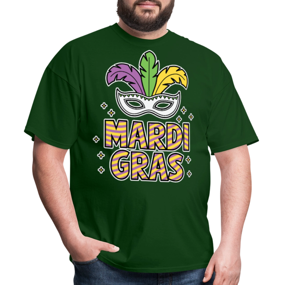 Funny And Stylish Mardi Gras Parade Tee Colorful Masquerade Mask T-shirt - forest green