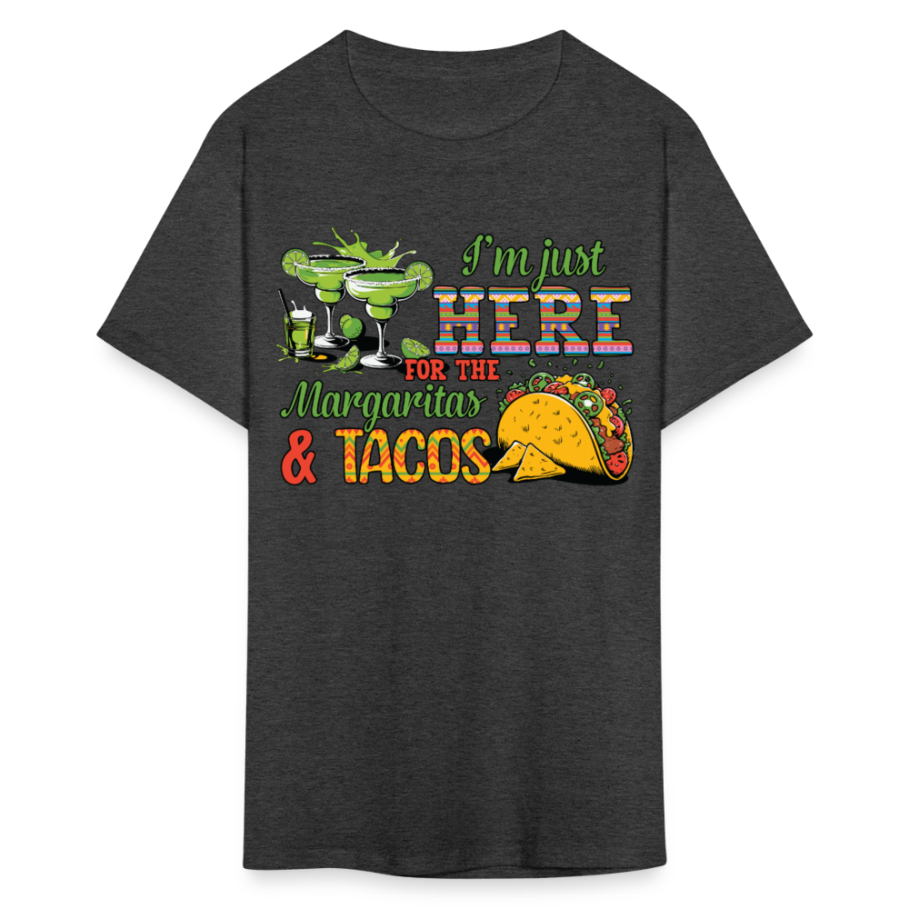 I'm Just Here For The Margaritas And Tacos Party T-shirt - heather black