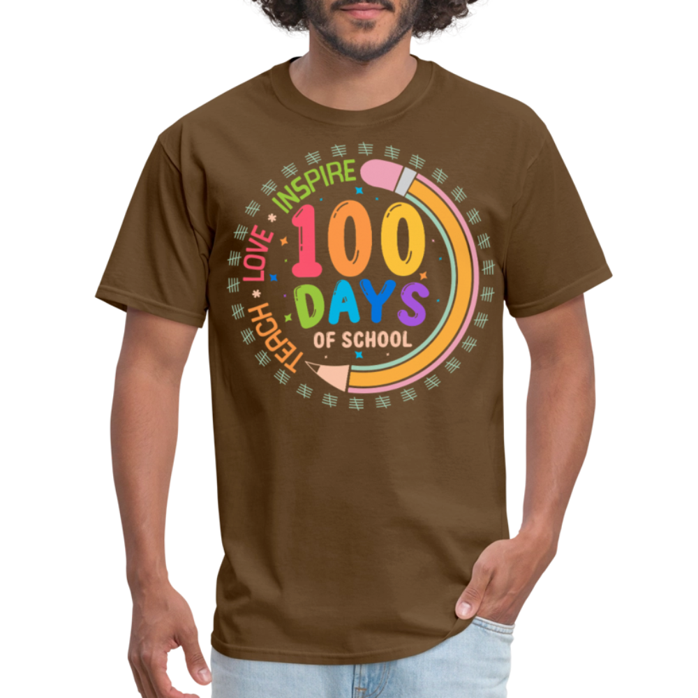 100th Days Of School Shirt For Teachers School Milestone Celebration T-shirt - brown