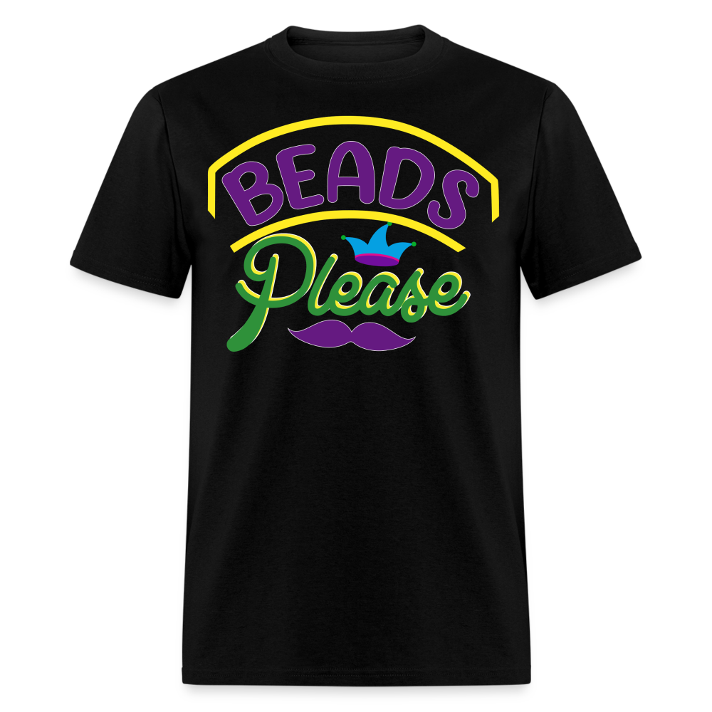 Beads Please Mardi Gras Novelty T-shirt - black