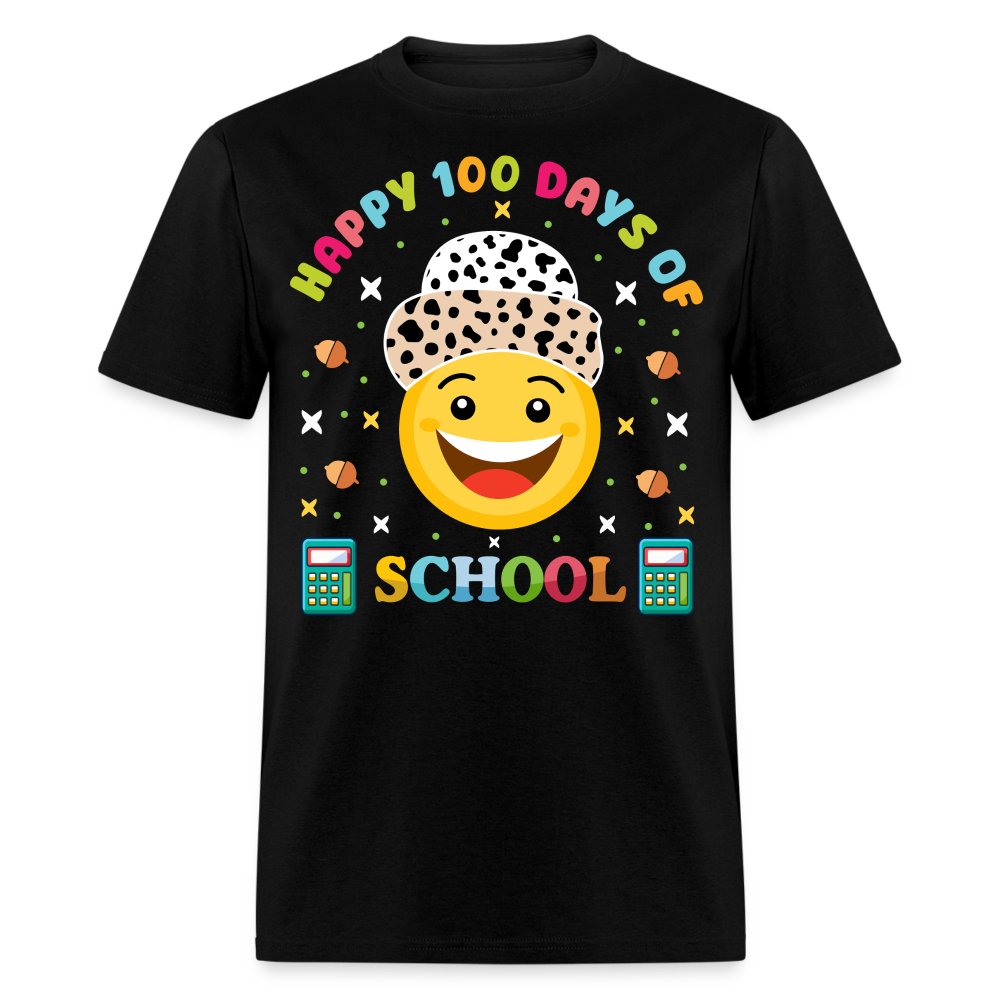 Happy 100 Days of School Teacher Tee 100 Days Smiley Face T-shirt - black