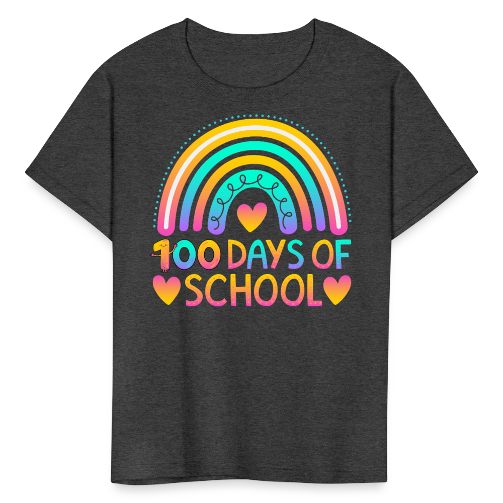 Rainbow 100 Days of School Kids' T-Shirt - heather black