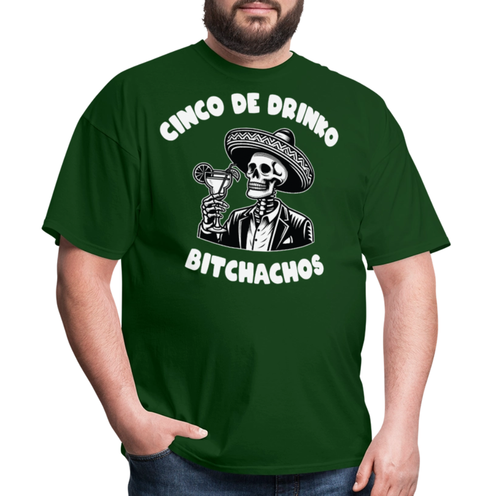 Cinco de Drinko Graphic Tee Skeleton Drinking Margarita T-shirt - forest green