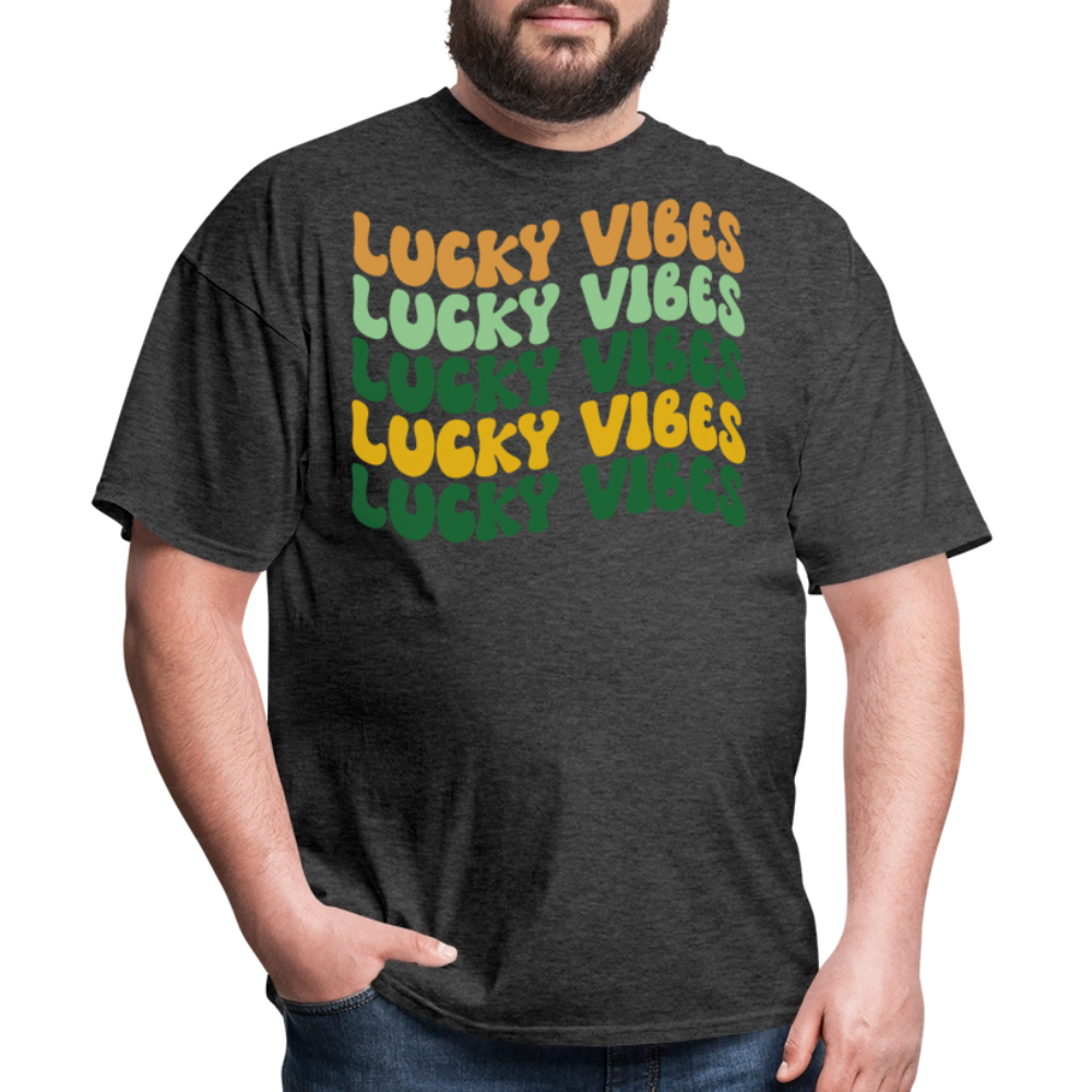 St Patrick's Day Lucky Vibes T-shirt - heather black