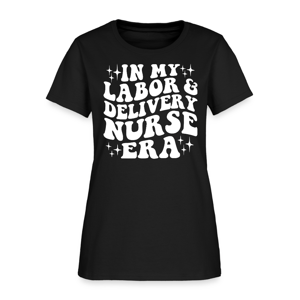 In My Labor & Delivery Nurse Era Groovy Nurse T-Shirt - black