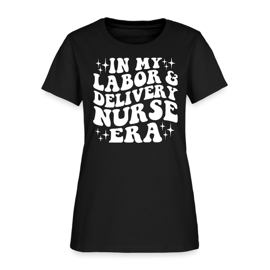 In My Labor & Delivery Nurse Era Groovy Nurse T-Shirt - black