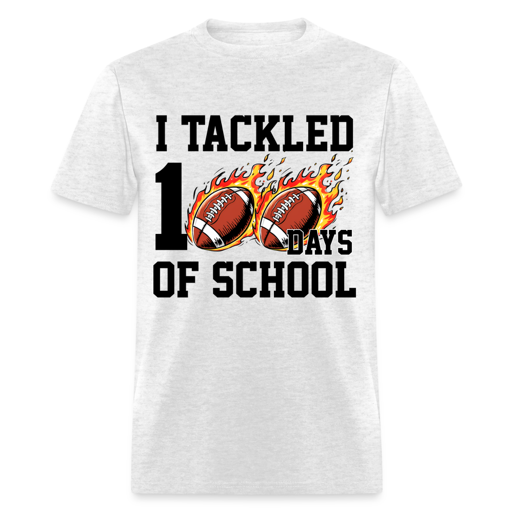 I Tackled 100 Days of School Shirt School Celebration Unisex T-shirt - light heather gray