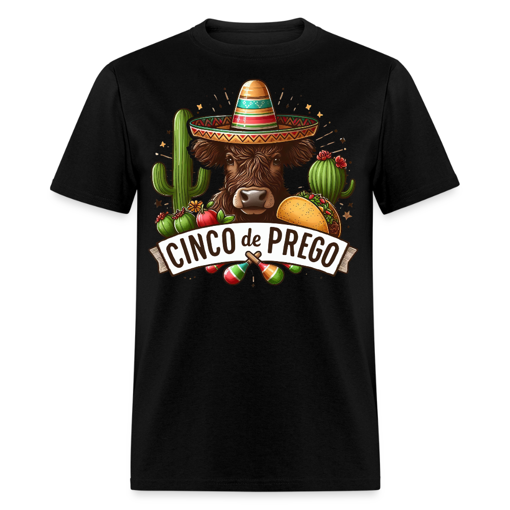 Cinco De Prego Tee  Funny Cinco De Mayo Cow T-shirt - black