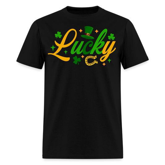 Clover And Horseshoe Luck Design T-shirt - black