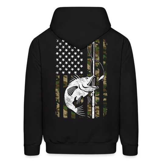 Camouflage Flag Patriotic Fishing Gear Hoodie - black