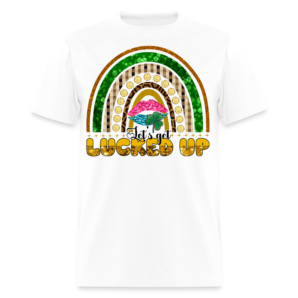 Let's Get Lucked Up Leprechaun Rainbow Lucky T-shirt - white