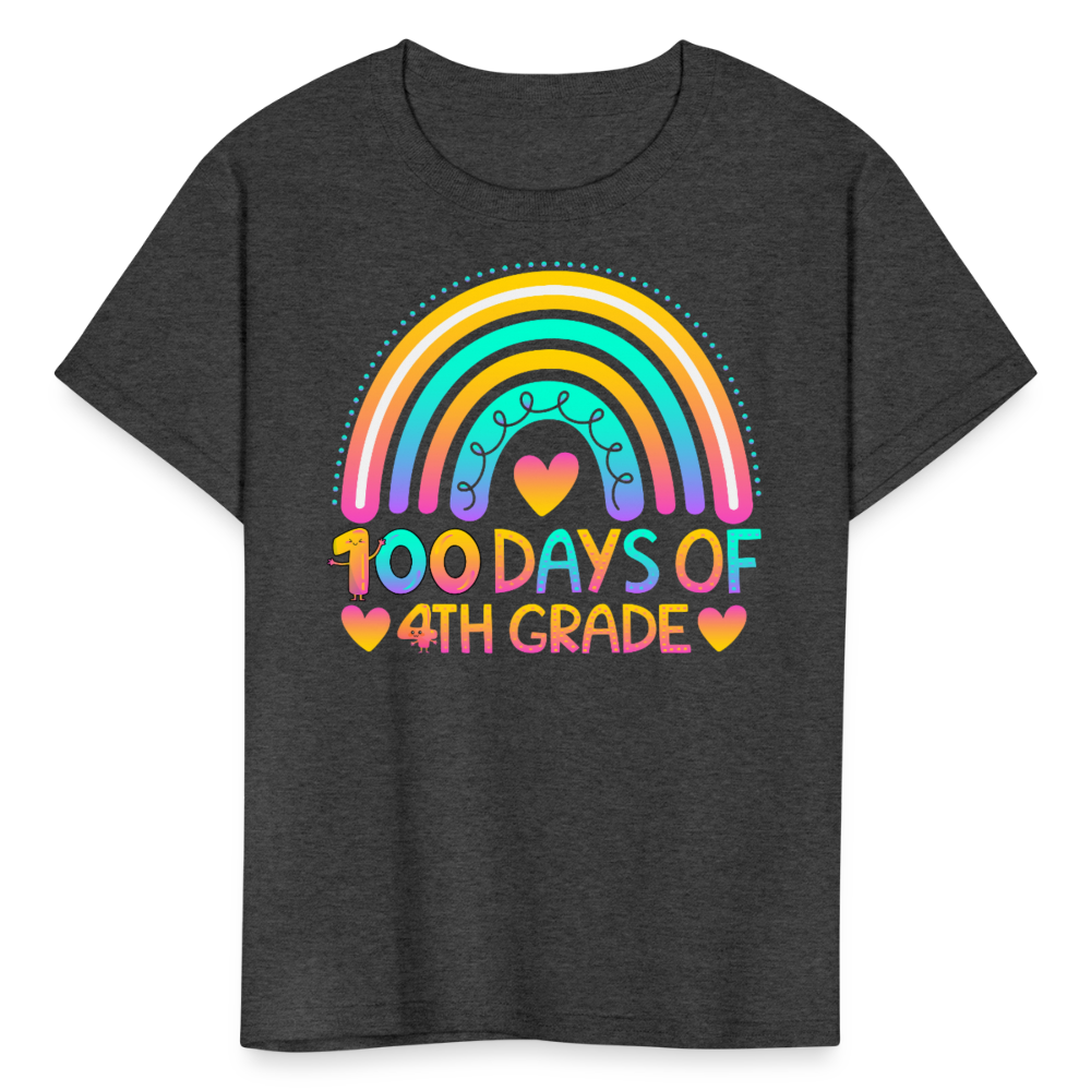 4th Grade 100 Days Celebration Kids' T-Shirt - heather black