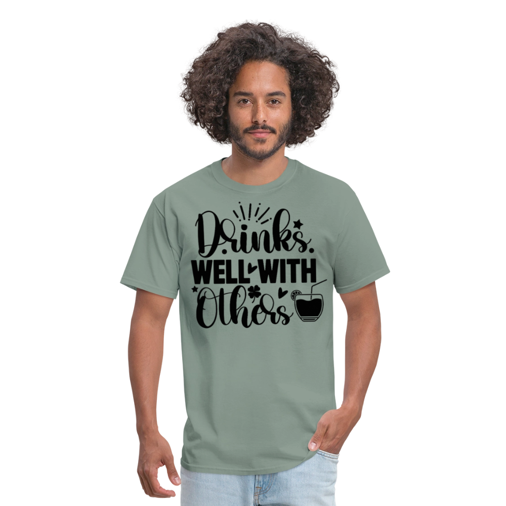 St. Patrick's Day Tee – Drinks Well with Others Shirt - sage