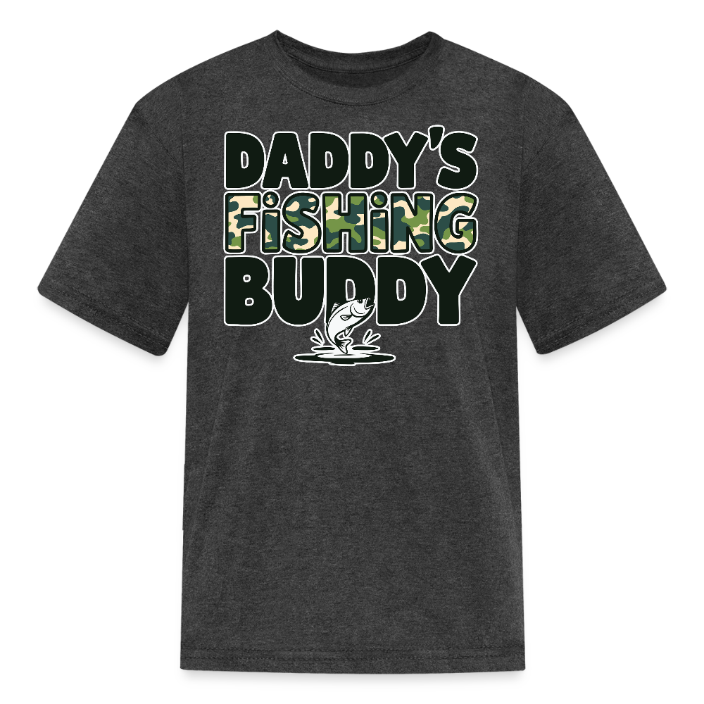 Daddy’s Fishing Buddy Kids' T-shirt - heather black