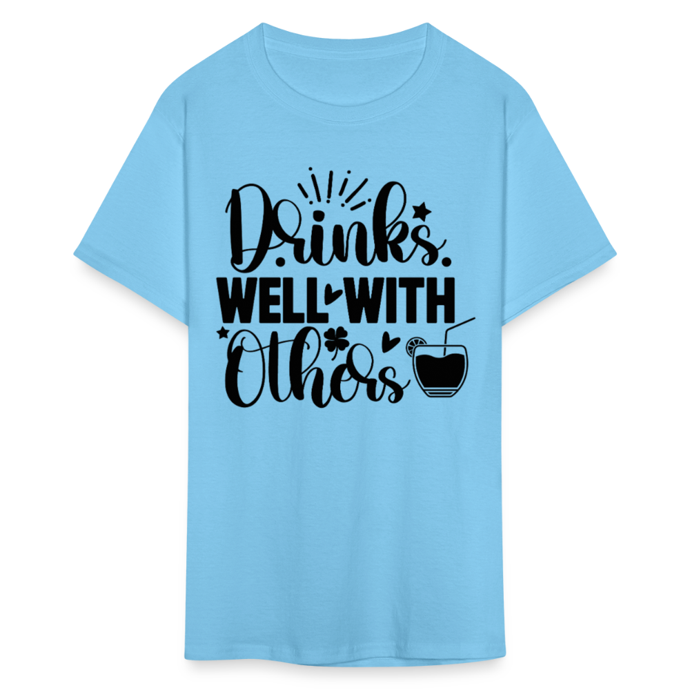 St. Patrick's Day Tee – Drinks Well with Others Shirt - aquatic blue