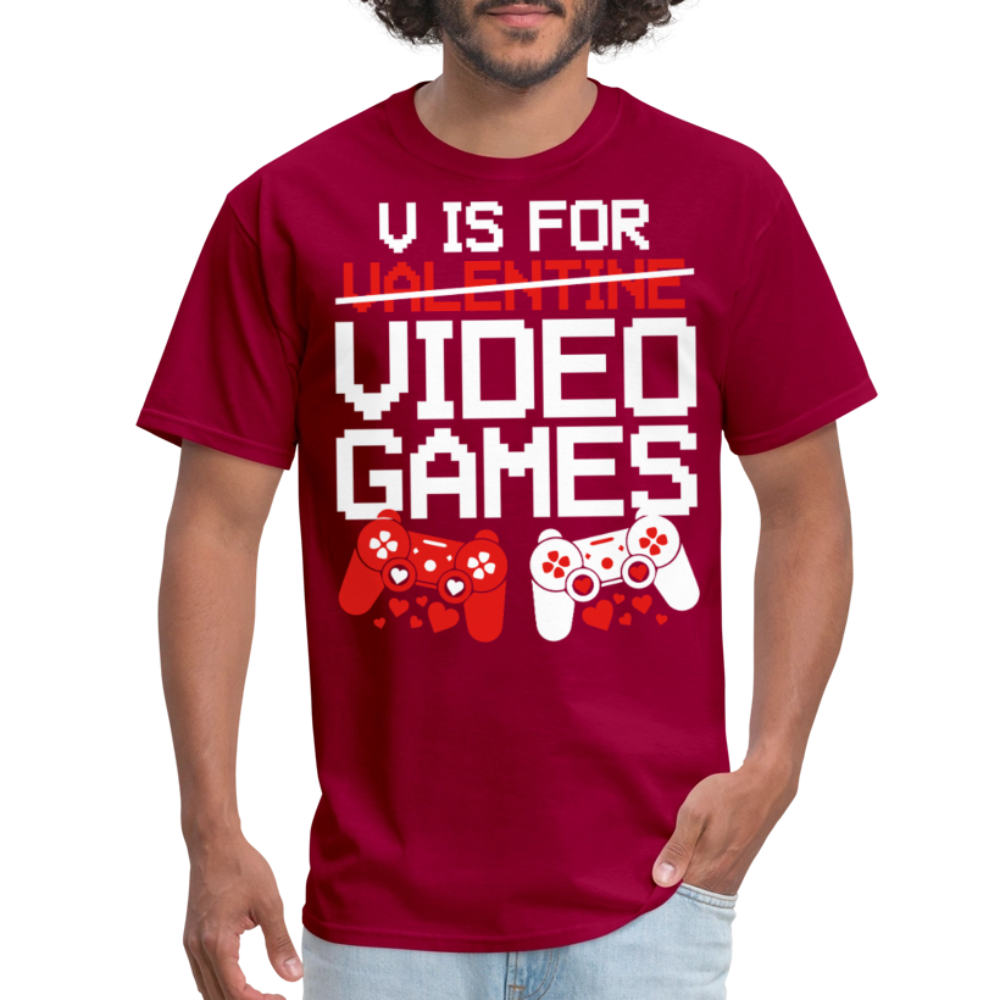 Valentine’s Day Gifts For Gamers Funny Gaming Couple Matching T-shirt - dark red