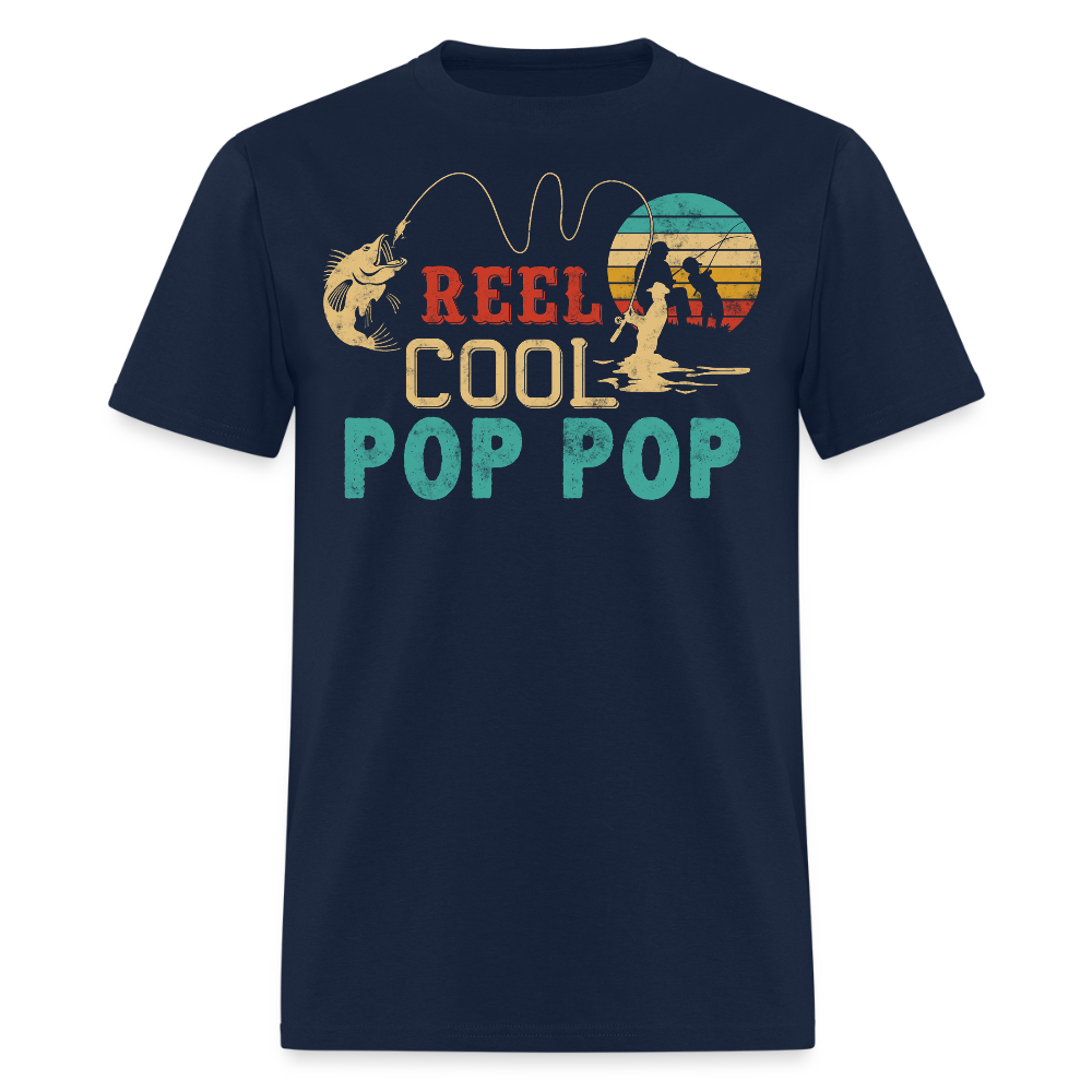 Reel Cool Pop Pop Father's Day Fishing T-shirt - navy