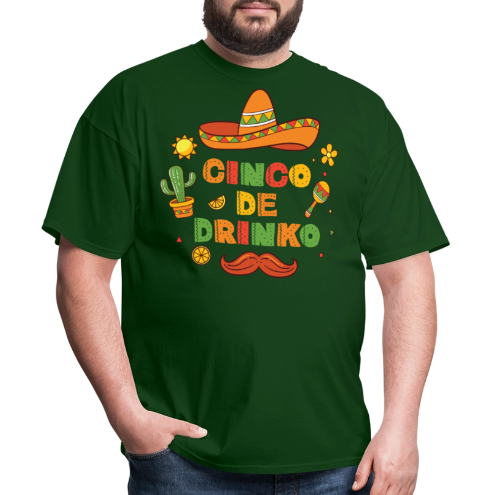 Sombrero and Mustache Party Tee Funny Cinco de Mayo drinking T-shirt - forest green