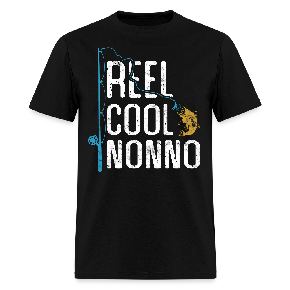 Reel Cool Nonno Italian Grandpa Fishing T-shirt - black