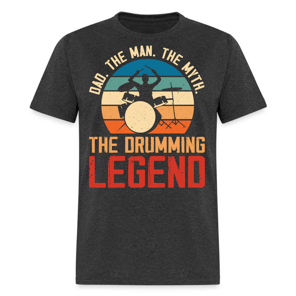 Vintage Drummer Dad Legend T-shirt - heather black