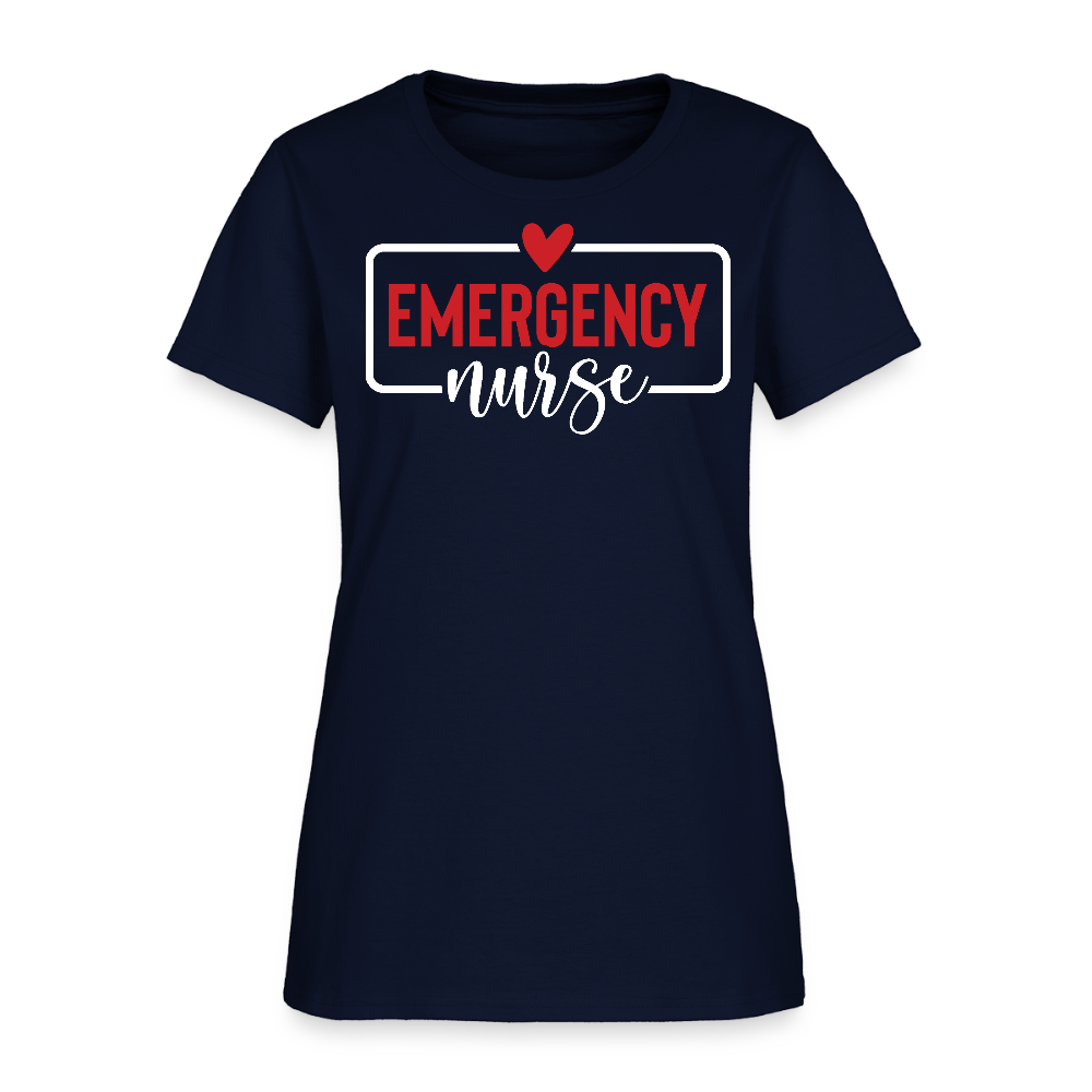 Red And White Emergency Nurse T-Shirt - navy
