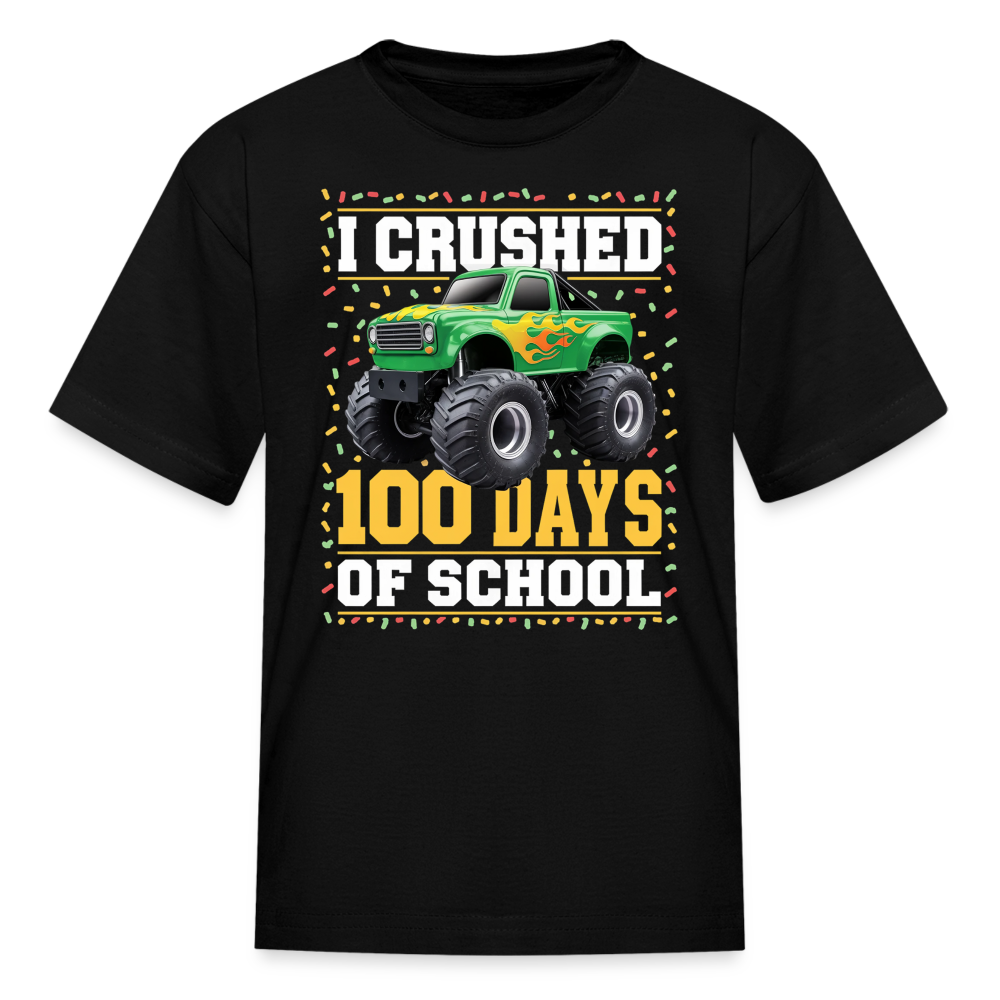 100 Days Of School Monster Truck Tee Kids 100th Day Of School T-shirt - black