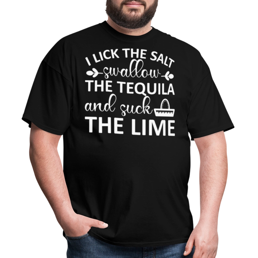 Swallow Tequila Suck Lime Funny Tee Salt Tequila Lime Drinking T-shirt - black