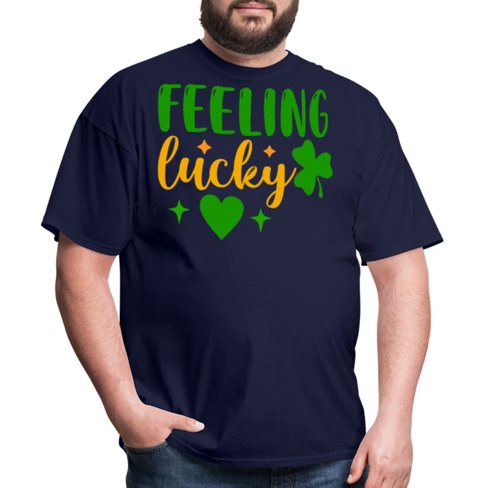 Feeling Lucky Shamrock Tee For Irish Celebrations T-shirt - navy