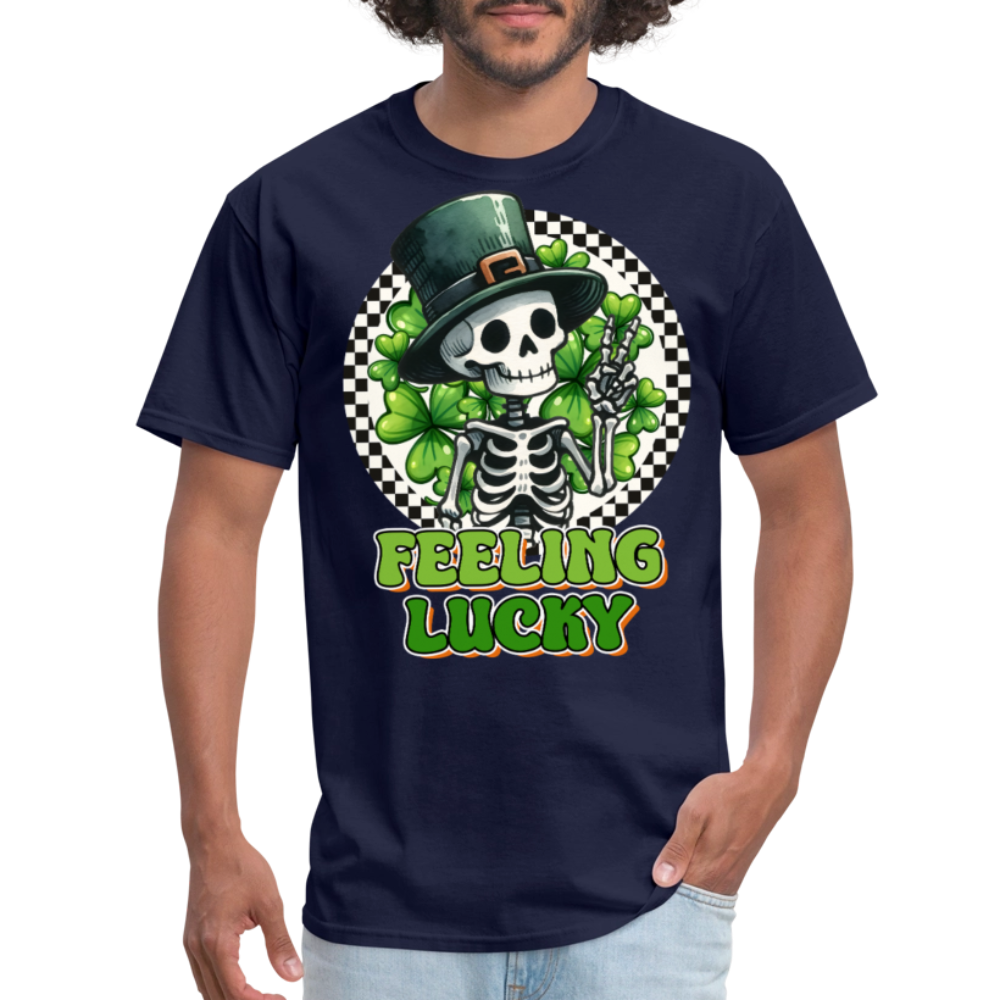 Feeling lucky St Patrick’s Day Skeleton T-shirt - navy